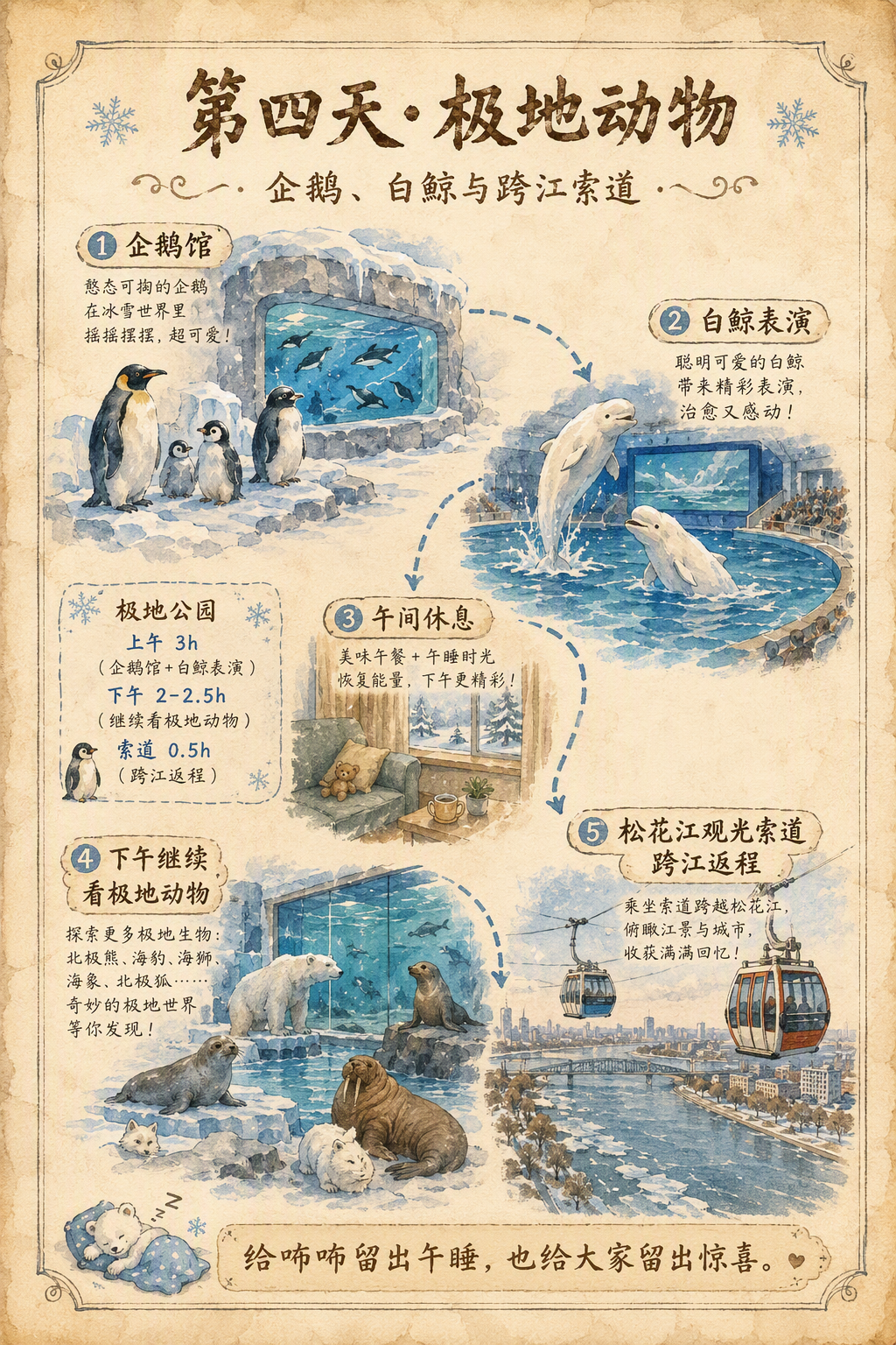 极地公园里的白鲸与企鹅